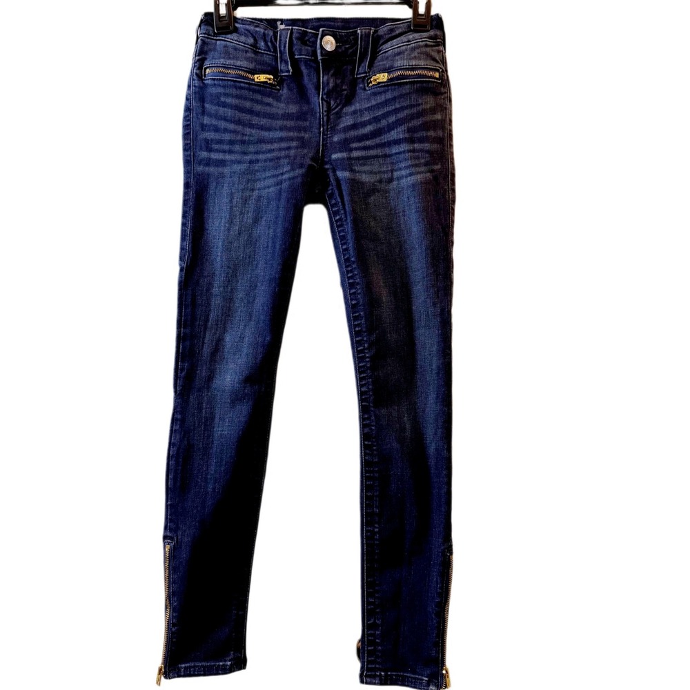 True‎ Religion Super Skinny Jeans Womens 26 Dark Wash Zipper Ankle Zipper Pocket